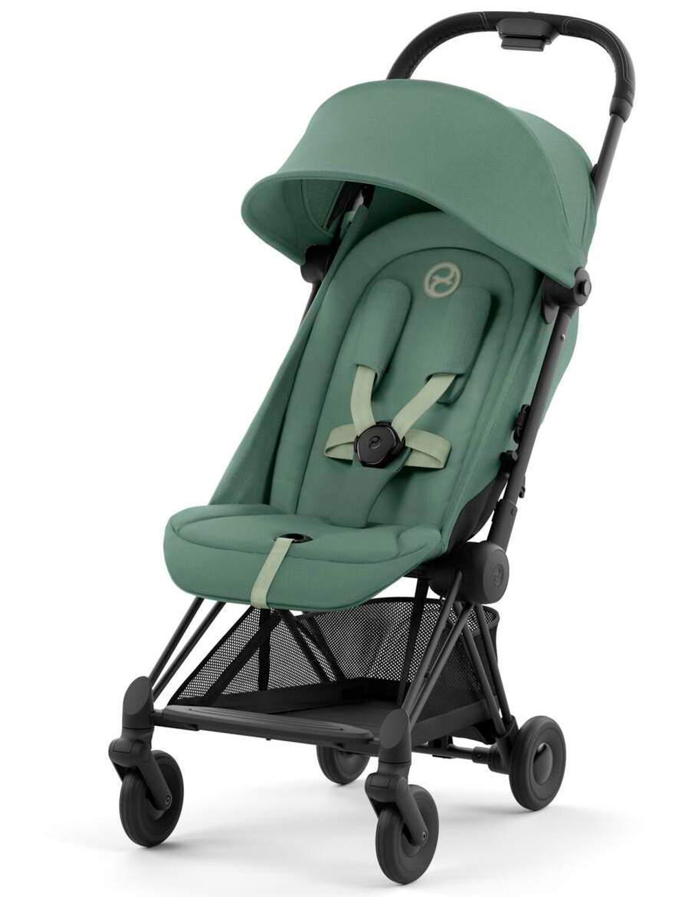 Прогулочная коляска Cybex Coya Leaf Green с дождевиком и бампером/Matt Black