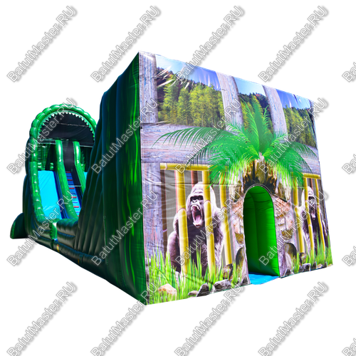 Коммерческий надувной батут-горка "Тропический спуск", 21*6*11 м.