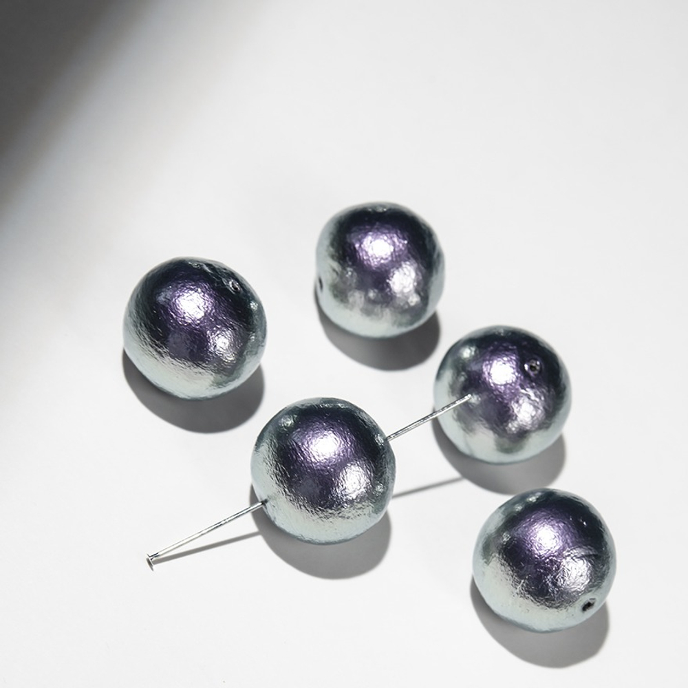 Хлопковый жемчуг, оттенок "Rich Gray", шар 12мм, сквозное отверстие