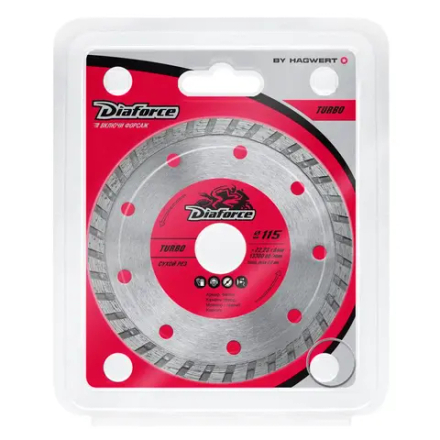 Диск алмазный TURBO 115х22,23х8х2,0 мм сухой рез DIAFORCE 501115