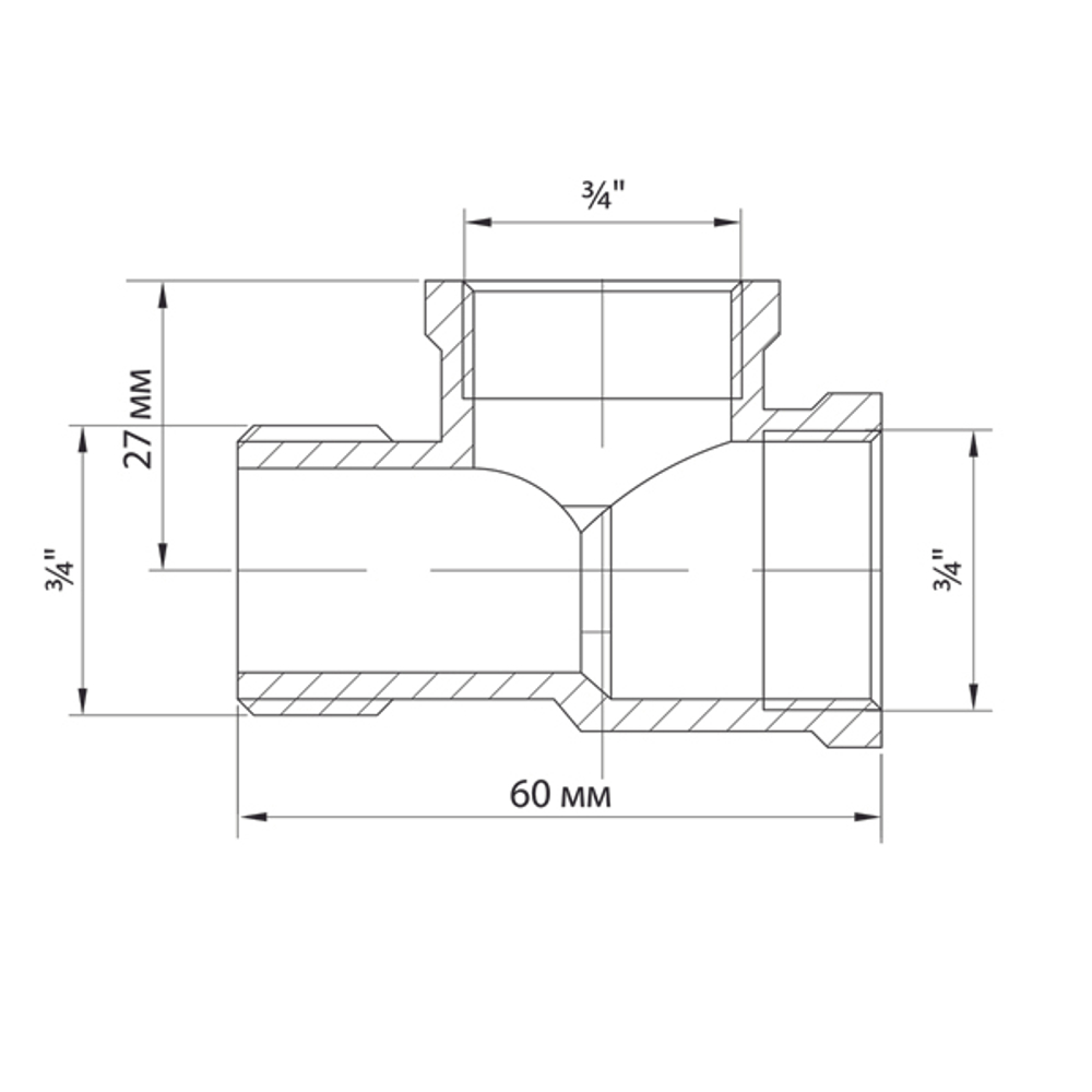 Тройник 3/4'' вн/вн/нар VRT® никель