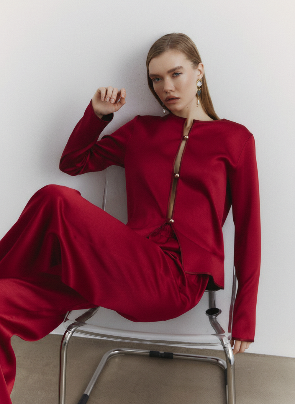 Костюм "Shine" из сатина, цвет рубиновый, р-р OS