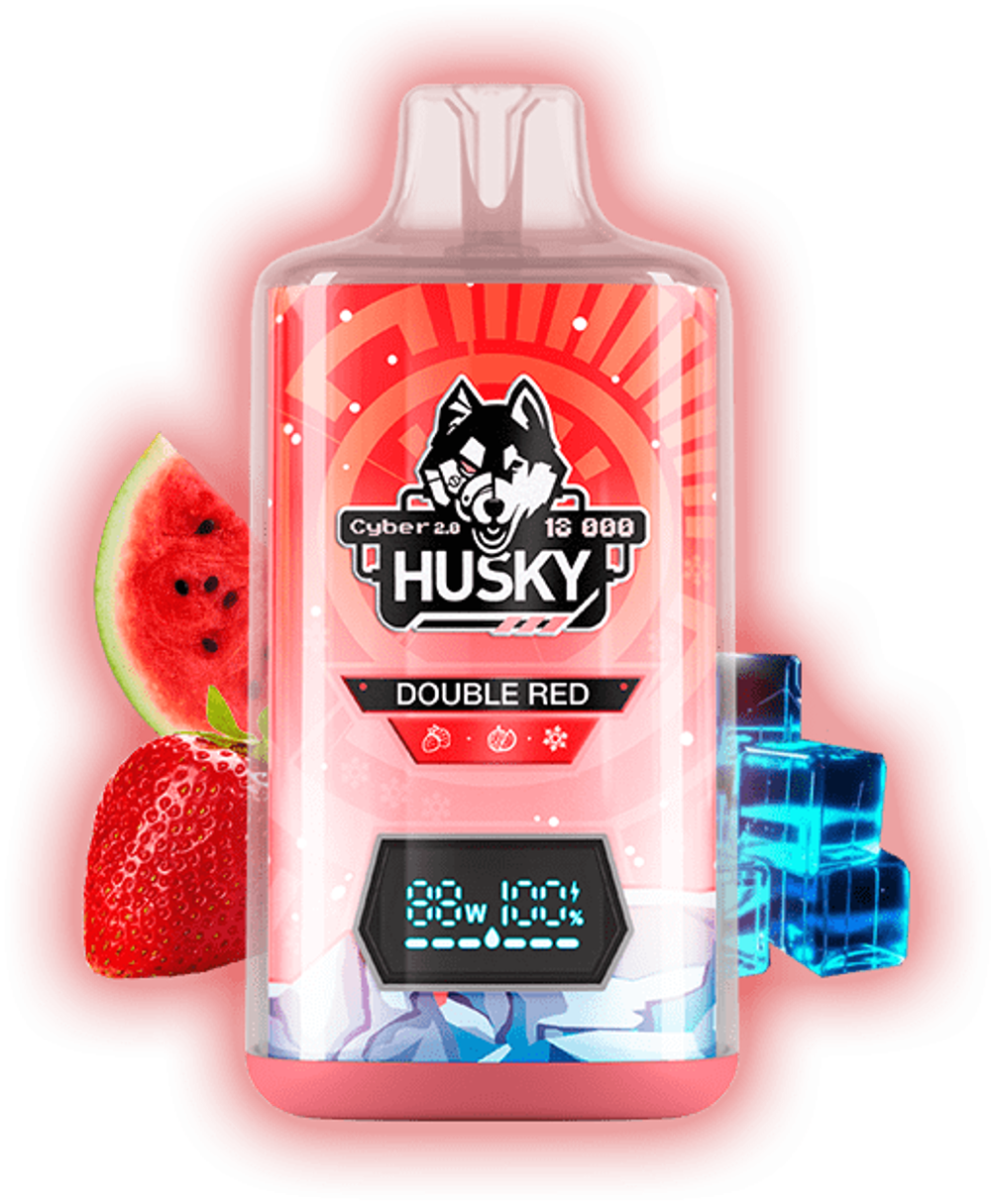 Husky Cyber 2 Double red - холодный арбуз-клубника 18000 затяжек 20мг Hard (2% Hard)