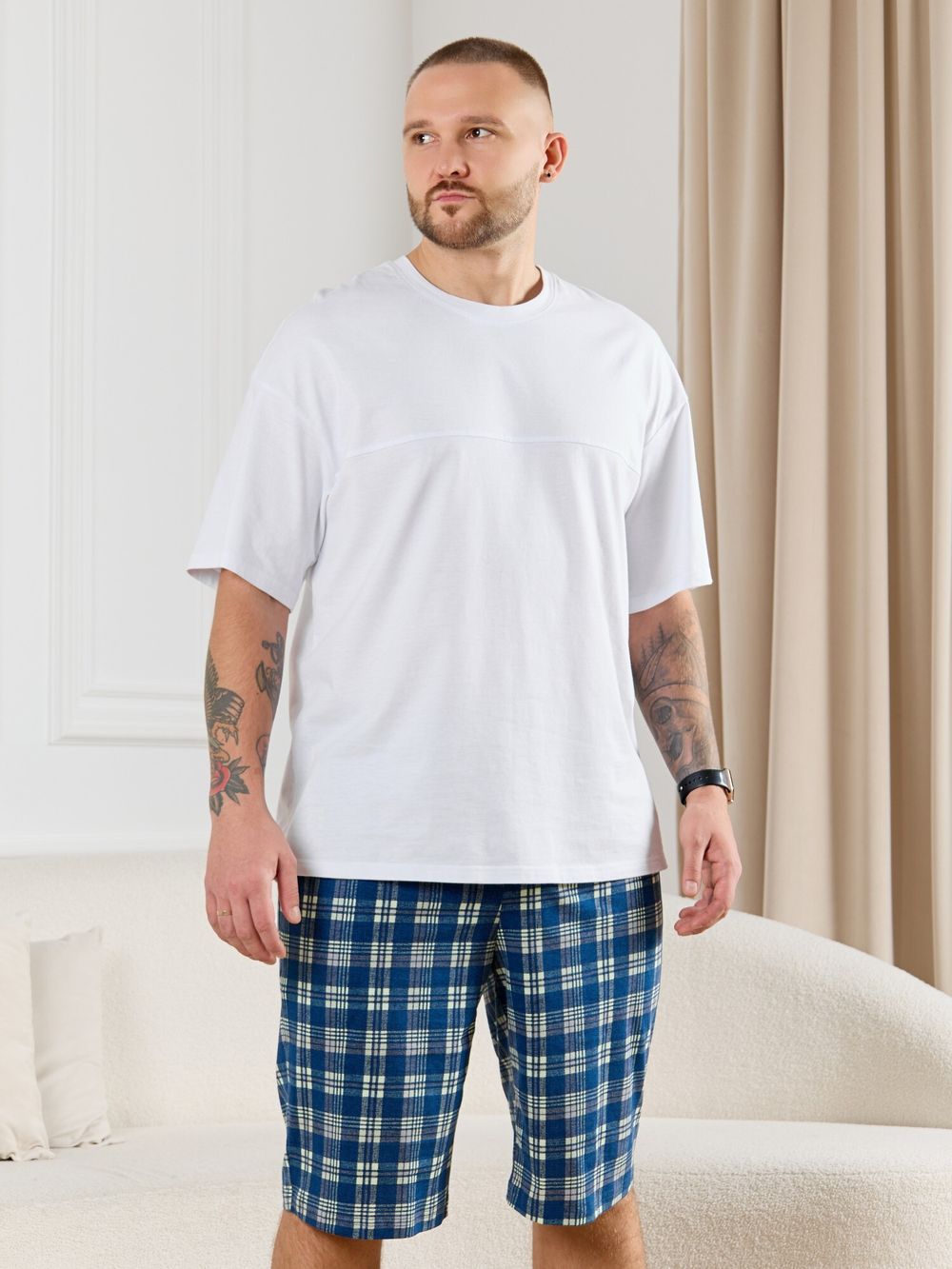 Шорты мужские Тор-2 Виотекс КЛЕТКА СИНЯЯ