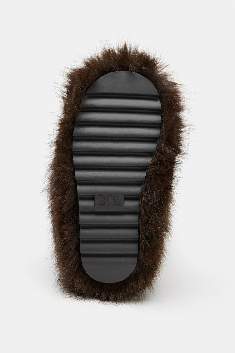 ZARA БОТИНКИ С ОТДЕЛКОЙ ИЗ ИСКУССТВЕННОГО МЕХА, КОРИЧНЕВЫЙ