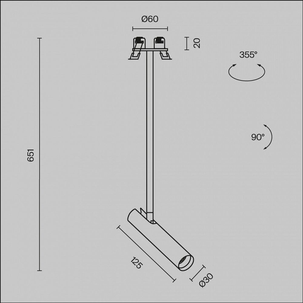 Встраиваемый светильник на штанге Maytoni Focus T P141RS-L125-6W3K-B