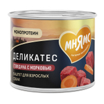 Влажный корм консервы для собак всех пород Деликатес "Бразато по-итальянски" паштет из говядины с морковью Мнямс 0,2кг 12 шт