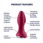 Анальный вибратор с имитацией римминга Satisfyer Rotator Plug 2+ бордовый