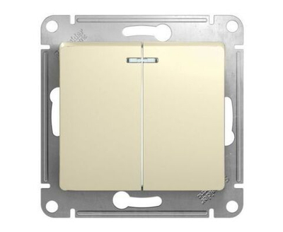 Выключатель 2-кл. СП Glossa 10А IP20 (сх. 5а) 10AX с подсветкой механизм бежевый GSL000253 Schneider Electric