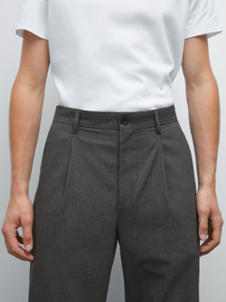 Massimo Dutti Брюки в тонкую полоску свободного кроя, серый