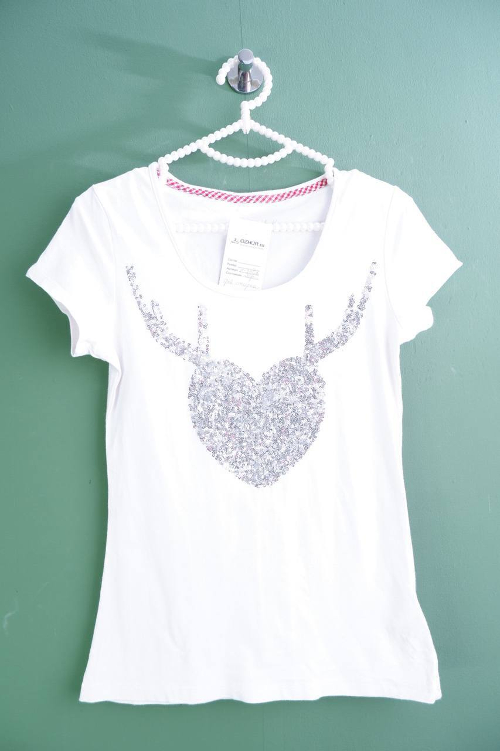 Футболка с пайетками, маркировка XS, визуально на 42 размер