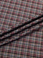 Хлопок со льном баклажановый в клетку
