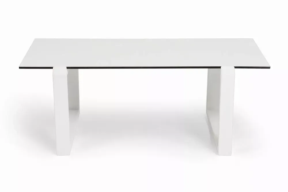 "Варадеро" журнальный стол из HPL 110х60 H43, каркас алюминий белый муар, цвет столешницы "молочный"