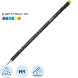 Карандаш чернографитный НВ с ластиком Attache (Attache Selection) Magie Noire заточенный трехгранный