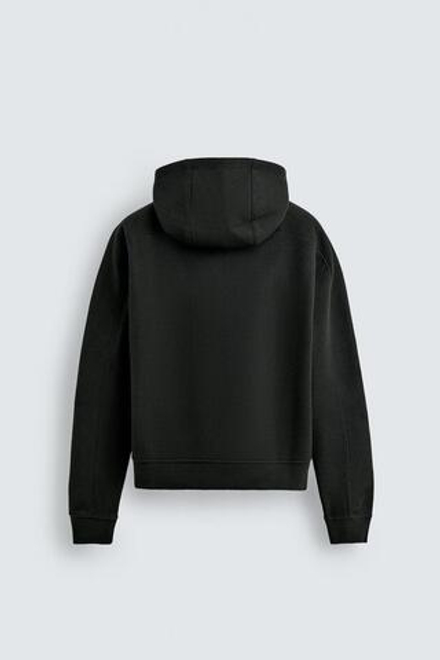 ZARA ФЕТРОВОЕ ХУДИ С КАПЮШОНОМ, ТЕМНО-ЗЕЛЕНЫЙ