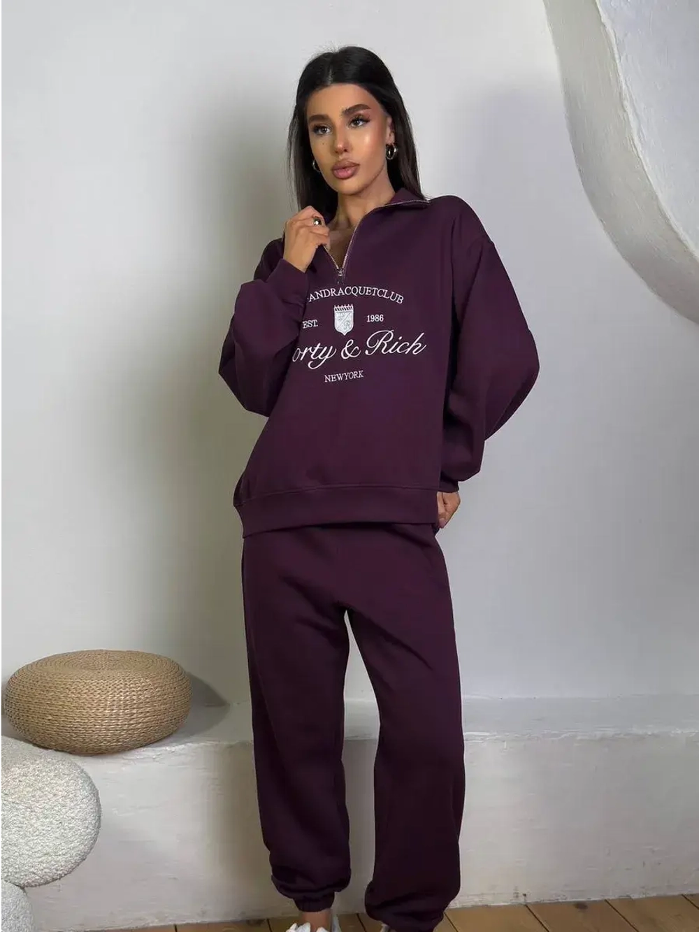 Женский спортивный костюм oversize, трикотаж без начеса