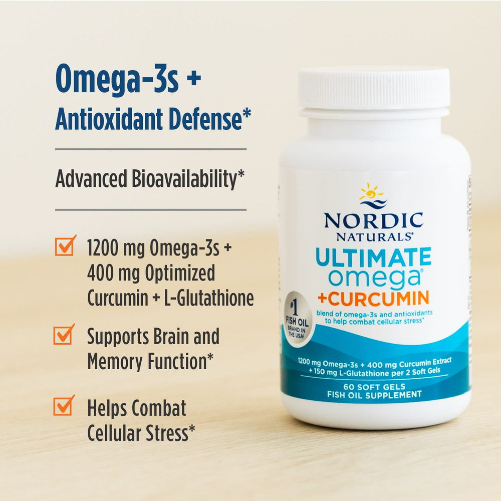Nordic Naturals, Ultimate Omega + куркумин, 60 капсул