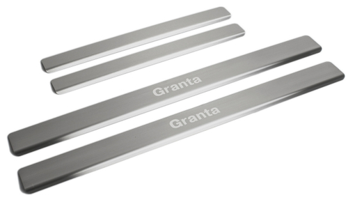 Накладки на пороги Rival для Lada Granta 2011-2018 2018-н.в., нерж. сталь, с надписью, 4 шт., NP.6002.3