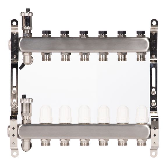 Коллектор Royal Thermo нерж. в сборе универсальный 1 ВР-3/4 НР с автомат. воздухоотвод-ми 6 вых. — (7)