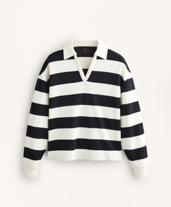 Oysho Поло в полоску из пике с хлопком, черный