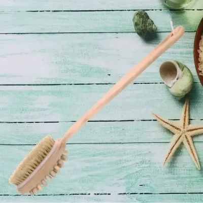 Щетка для тела массажная 2в1"Ultramarine - Пробуждение», Длина щетки 40см; ширина 7см; щетина 1,5см; массажные зубцы 1см( средняя)