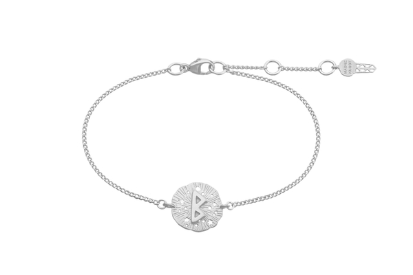 Браслет с руническим медальоном-амулетом Беркана на цепочке, серебро