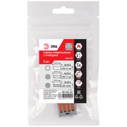 Клемма ЭРА NO-225-422 универсальная 222-414 с рычагами 4-проводная 0.08-2.5/4 мм2 упаковка 2 шт