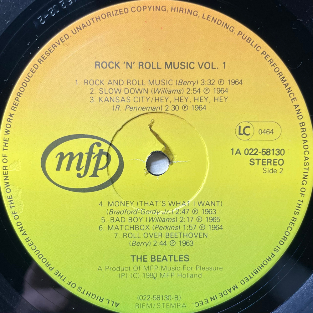 The Beatles ‎– Rock 'n' Roll Music, Volume 1 (Голландия 1980г.)