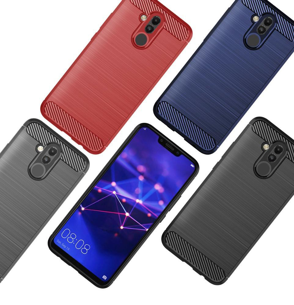 Чехол для Huawei Mate 20 Lite цвет Blue (синий), серия Carbon от Caseport