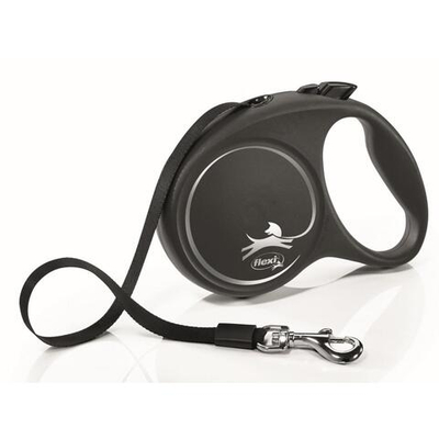 FLEXI Рулетка BLACK DESIGN L ремень 5 м до 50 кг, серебряный