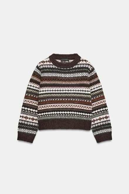 ZARA ЖАККАРДОВЫЙ СВИТЕР, РАЗНОЦВЕТНЫЙ