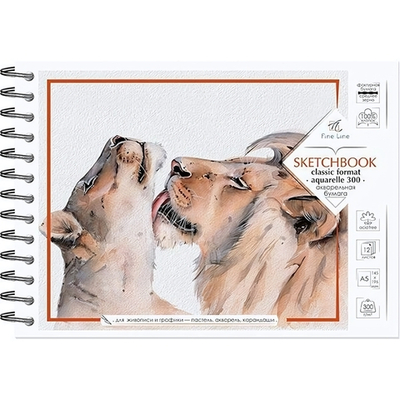 Скетчбук А5 12л,горизонтальный,на гребне "Fine Line Classic Format" (ПОЛИНОМ)