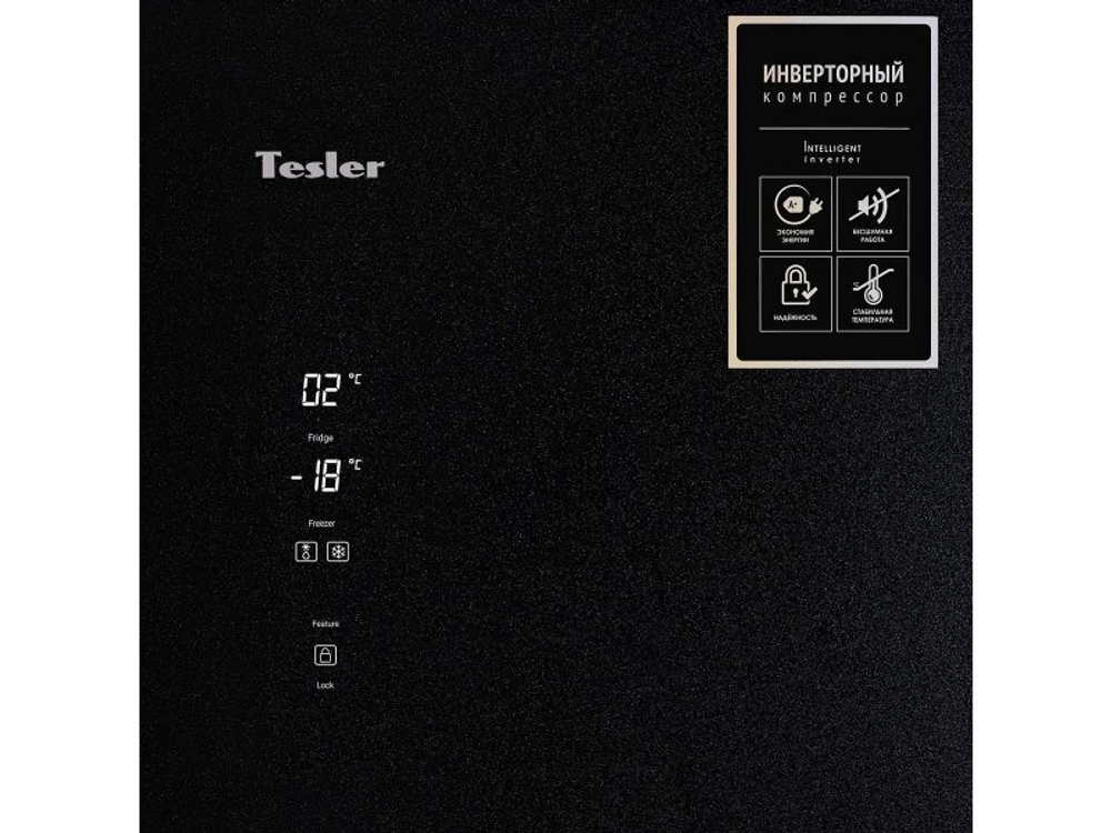 Холодильник Tesler RCD-545I черное стекло