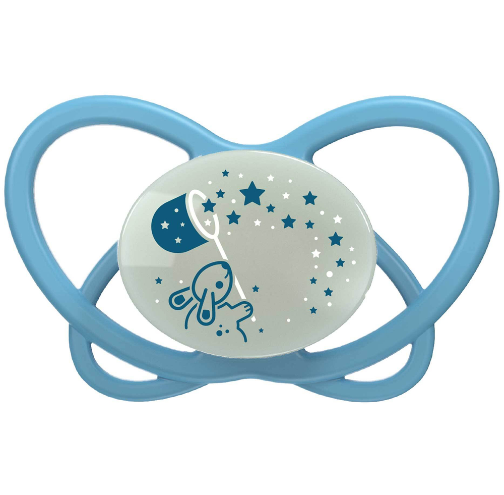 NIP Соска пустышка, силикон "Butterfly Night ", синий, размер 1 (0-6)