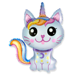 Шар Фольгированный Кот-Единорог голубой (Голубой)