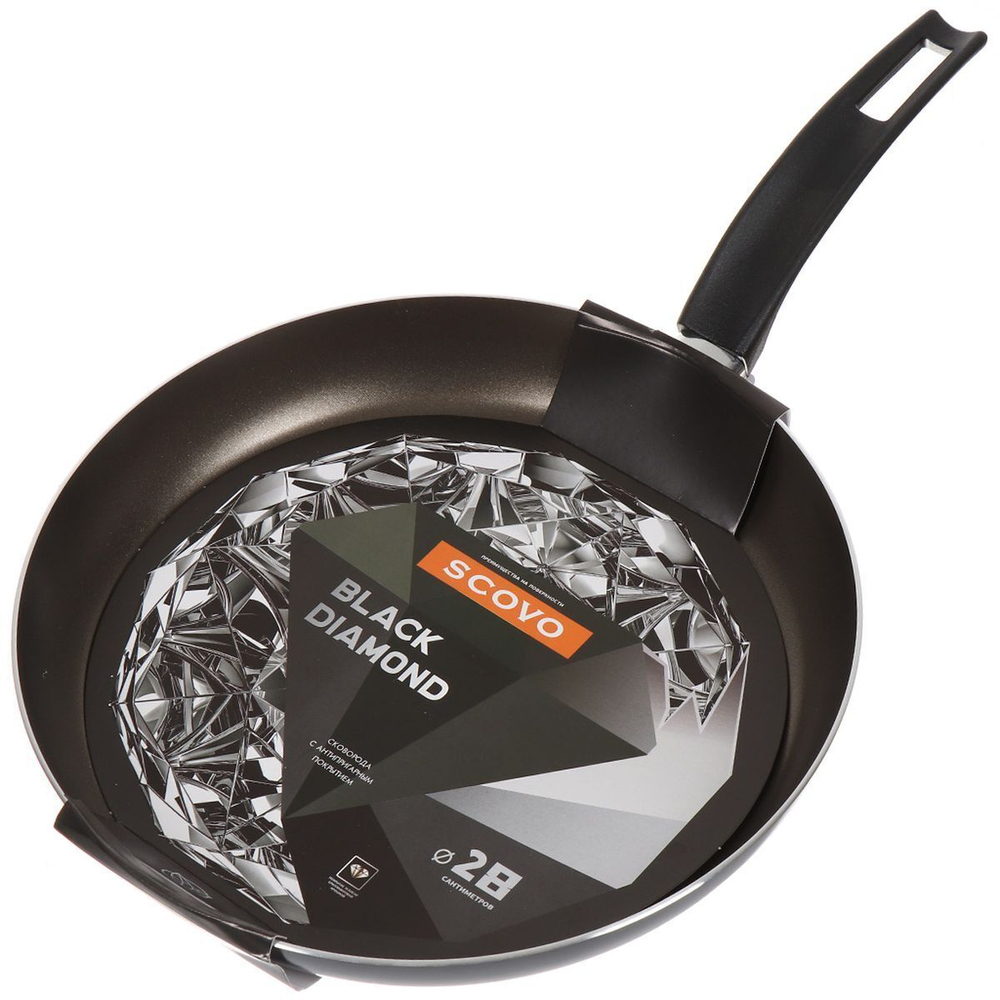 Сковорода алюминий, 28 см, антипригарное покрытие, Scovo, Black Diamond, PP-006, + Сковорода в подарок