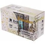 Гирлянда для дома ЗАНАВЕС ш1,5* в2,5 м 360 ламп LED, прозрач.пров, 8 реж, IP-20, Теплый белый (возможность соединения)