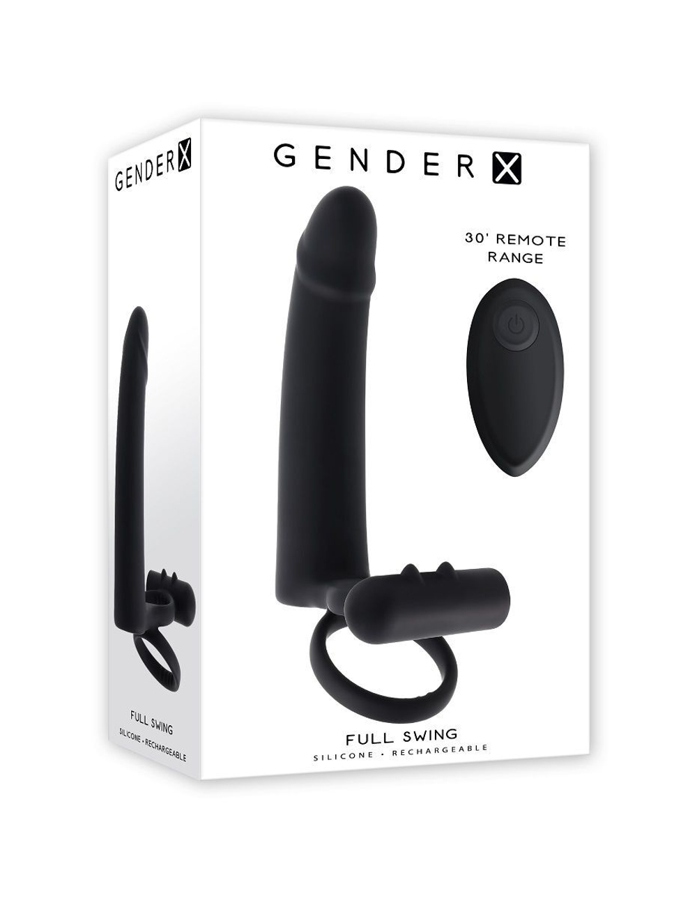 Черная вибронасадка для двойного проникновения Full Swing (Цвет: черный)