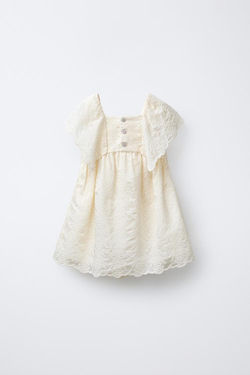 ZARA ПЛАТЬЕ С ВЫШИВКОЙ, ЭКРЮ