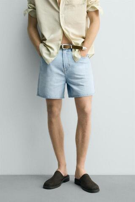ZARA ДЖИНСОВЫЕ ШОРТЫ RELAXED FIT, ГОЛУБОЙ