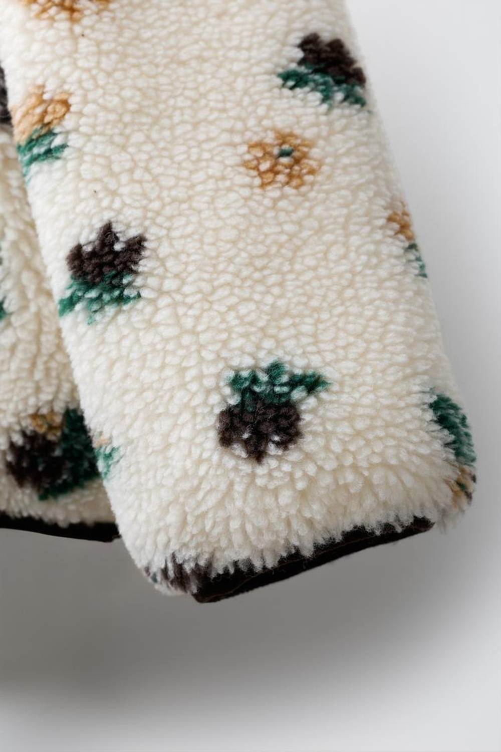 ZARA КУРТКА ИЗ ОВЧИНЫ С ЦВЕТАМИ, ЭКРЮ