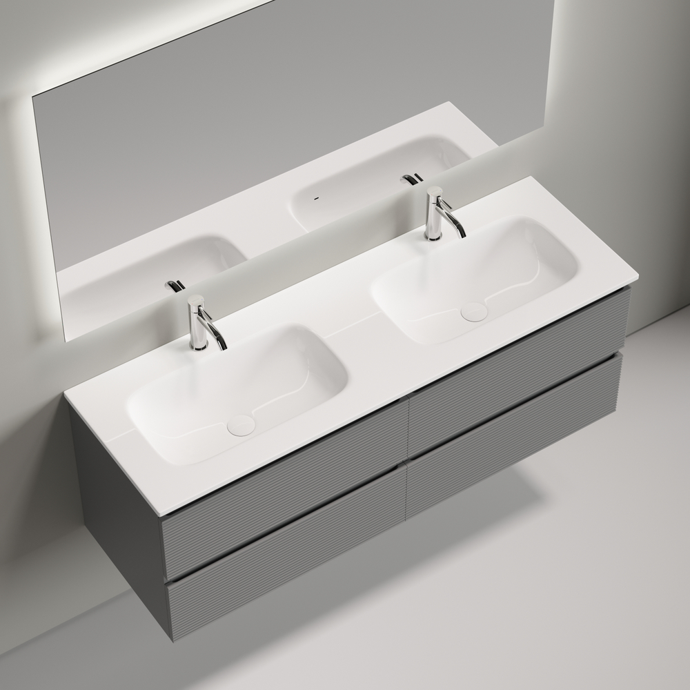 Тумба подвесная Sancos Folk c двумя ящиками 690х445х500, Ergraut soft, FL70ES