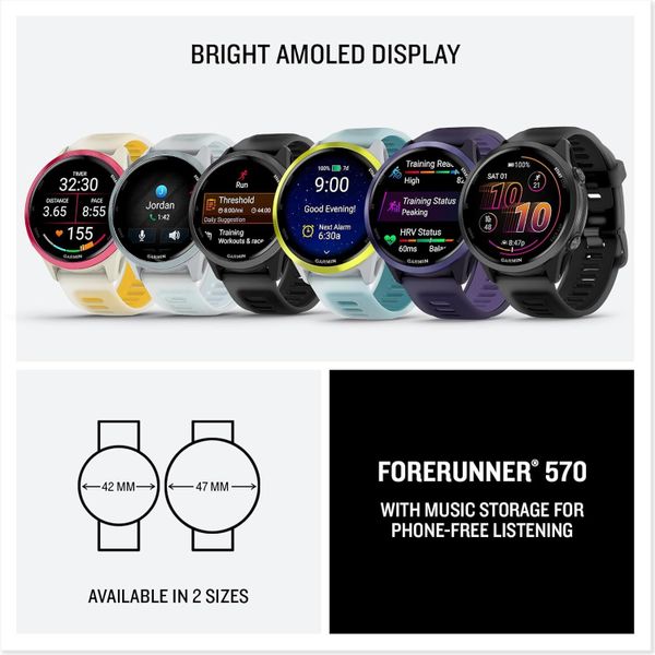 Умные часы Garmin Forerunner 570 47 мм, Черный | Slate Black (010-02971-00 | 010-02971-40)