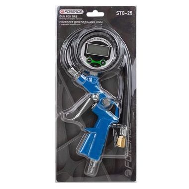 Пистолет для подкачки шин с цифровым манометром и шлангом, в блистере Forsage F-STG-25