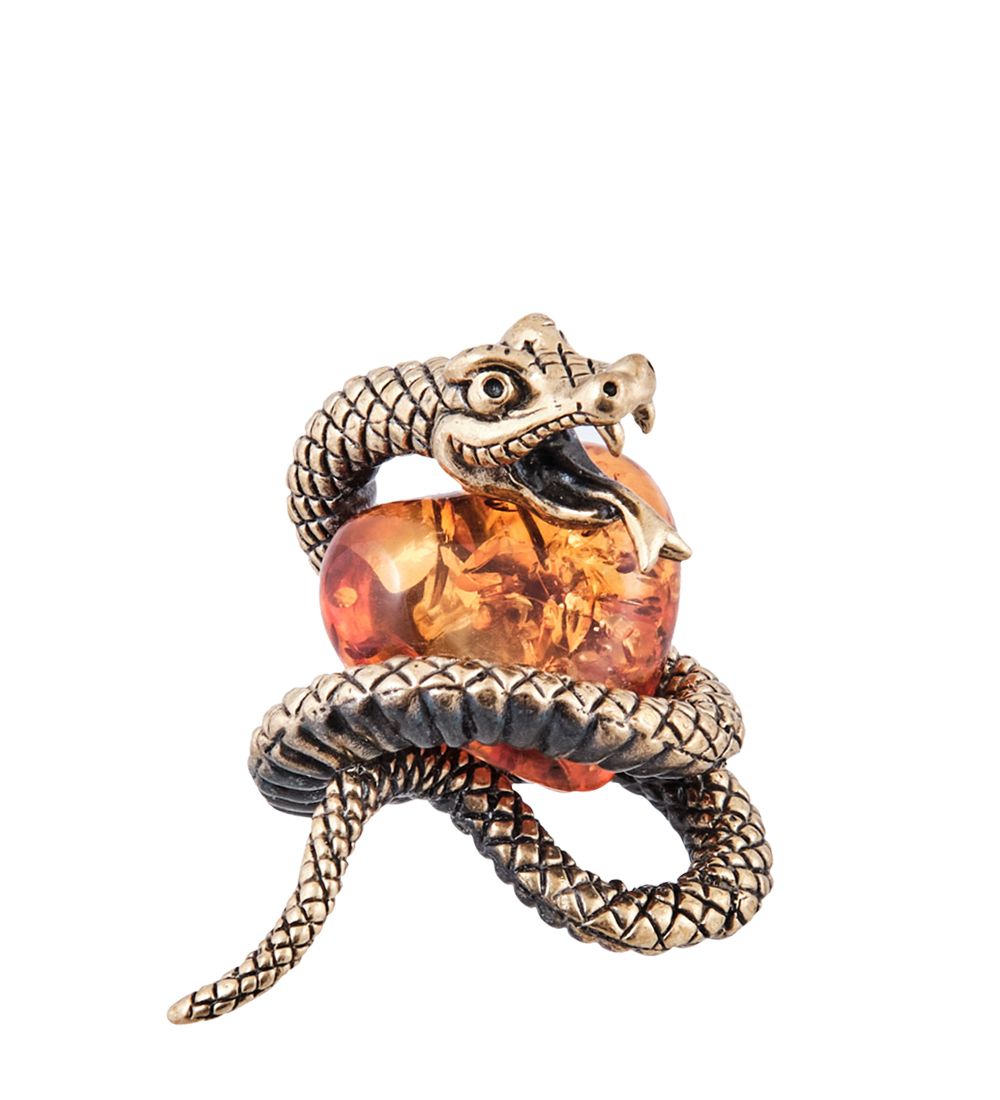 Народные промыслы AM-3950 Фигурка «Змея Сердцеедка» (латунь, янтарь)