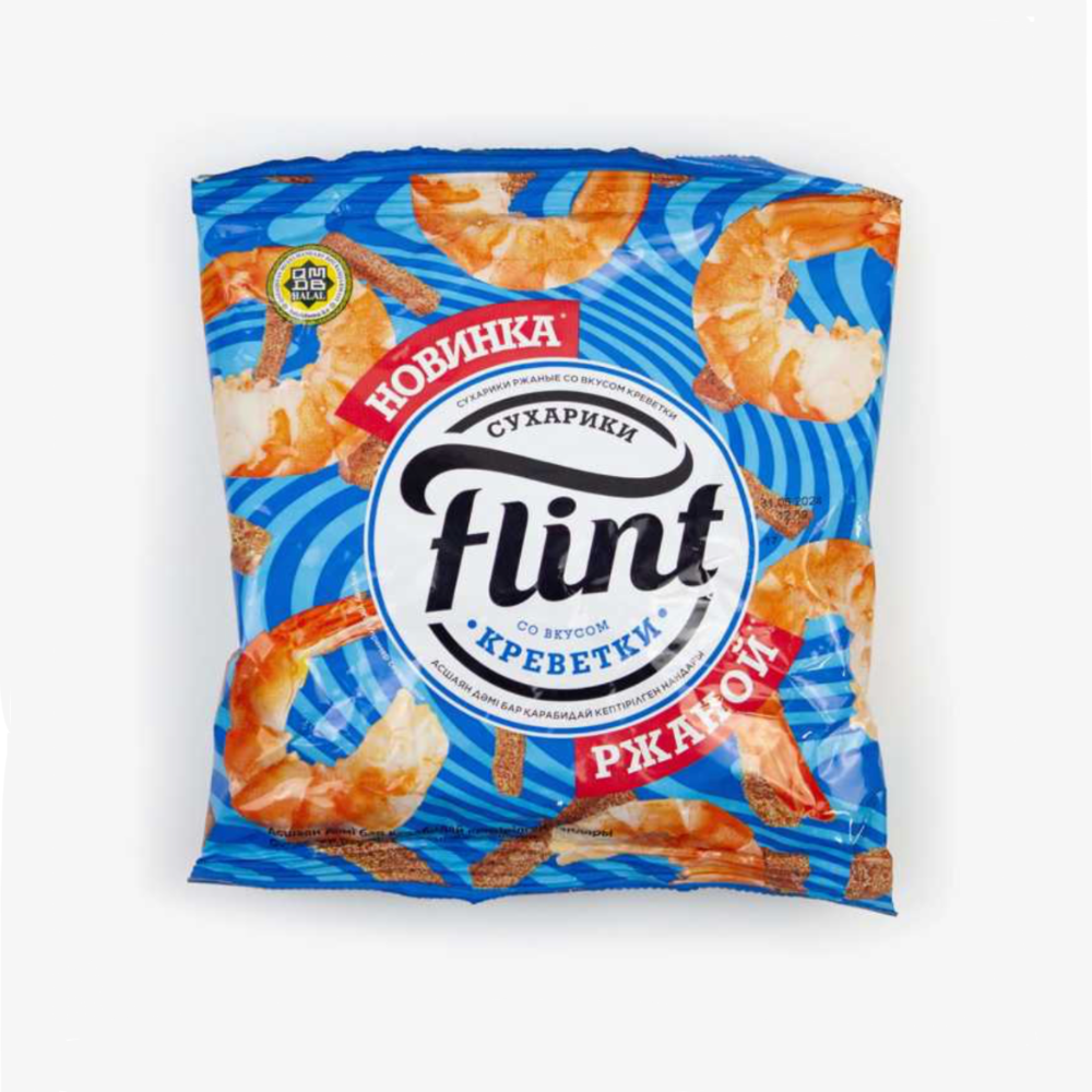 Сухарики ржаные Flint креветка 60 гр