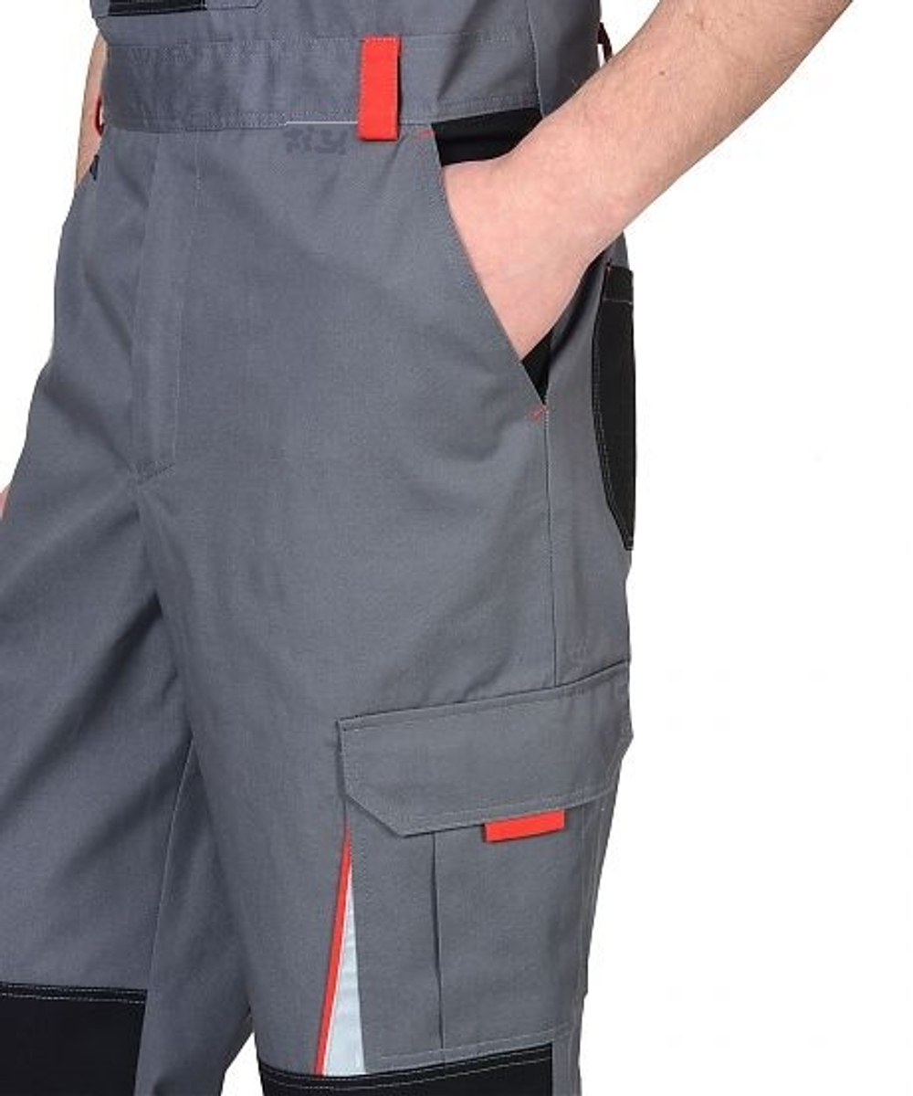 Полукомбинезон "СТАН" серый с черной и красной отделкой