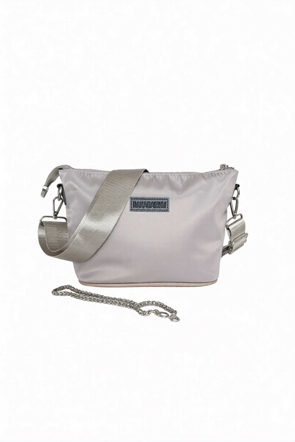 Сумка женская через плечо из нейлона серая QOZA