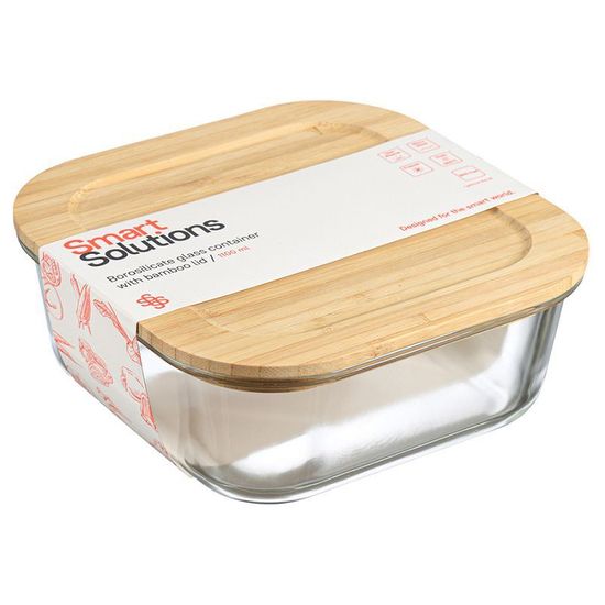 Контейнер для запекания и хранения Smart Solutions с крышкой из бамбука, 1100 мл