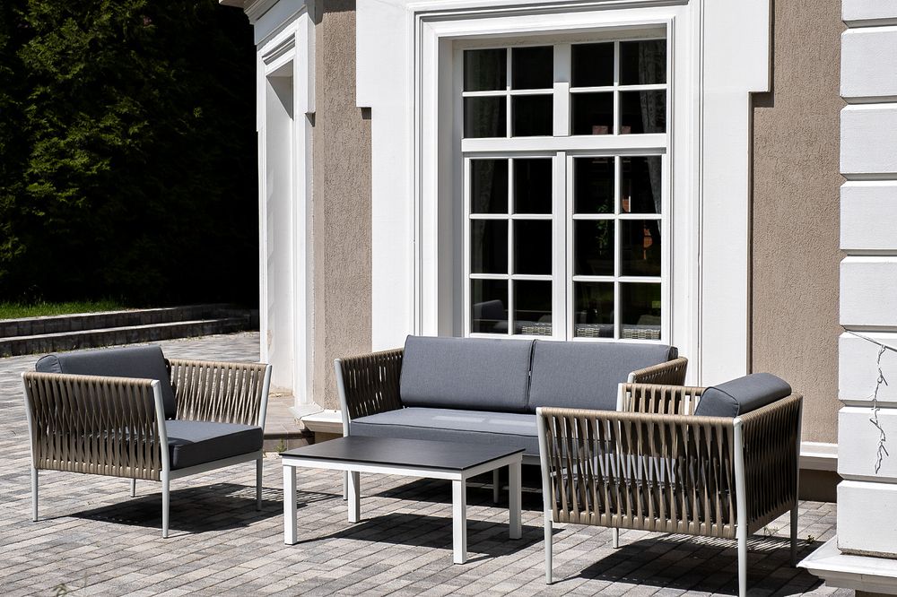 "Касабланка" лаунж-зона плетеная из роупа 4-местная, цвет серый